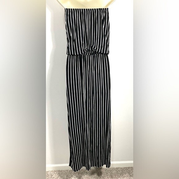 Venus Lascana Black Stripe Strapless Maxi Dress - Picture 4 of 8